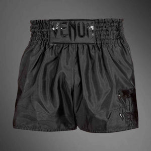 Muay Thai Shorts Black / Black Premium Kickboxing Training Fight Shorts