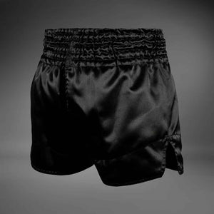 Muay Thai Shorts Black / White / White Premium Kickboxing Training Fight Shorts