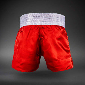 Muay Thai Shorts Red / White Premium Kickboxing Training Fight Shorts