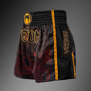 Muay Thai Shorts Black/Fury Red/Tangerine Premium Kickboxing Fight Shorts