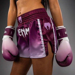 Muay Thai Shorts Plum/White Premium Kickboxing Training Fight Shorts