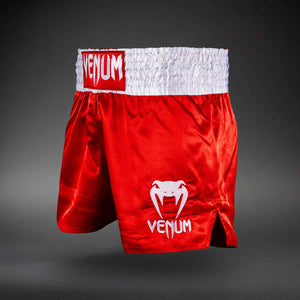 Muay Thai Shorts Red / White Premium Kickboxing Training Fight Shorts