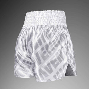 Muay Thai Shorts White/Silver Premium Kickboxing Training Fight Shorts