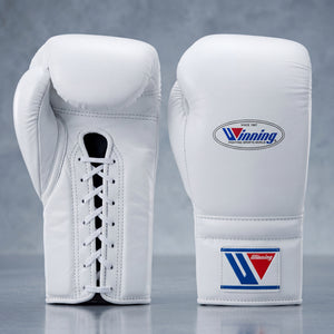 Winning White Lace-Up Boxing Gloves High Quality Fight Gloves
