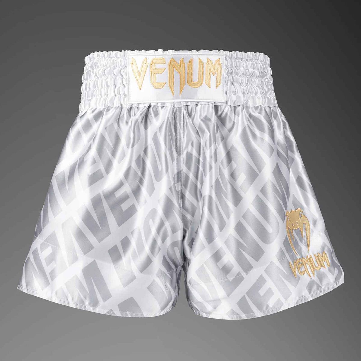 Muay Thai Shorts White/Silver Premium Kickboxing Training Fight Shorts