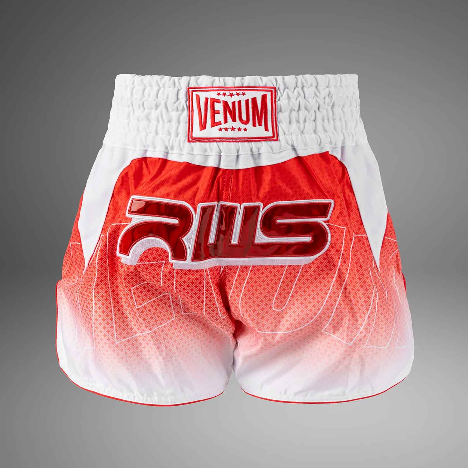Muay Thai Shorts White / Red Premium Kickboxing Training Fight Shorts