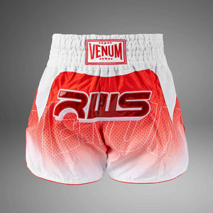 Muay Thai Shorts White / Red Premium Kickboxing Training Fight Shorts