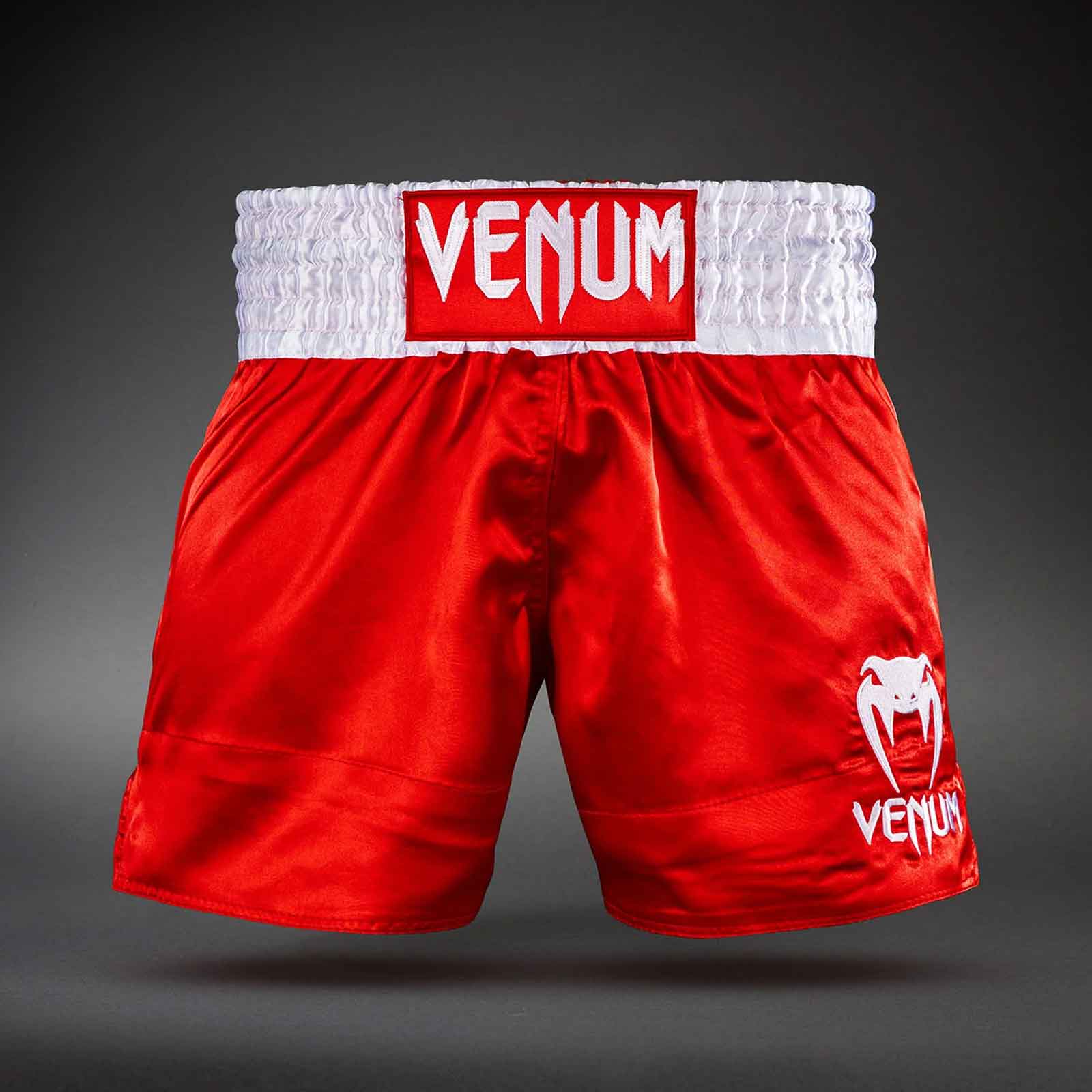 Muay Thai Shorts Red / White Premium Kickboxing Training Fight Shorts