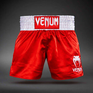 Muay Thai Shorts Red / White Premium Kickboxing Training Fight Shorts