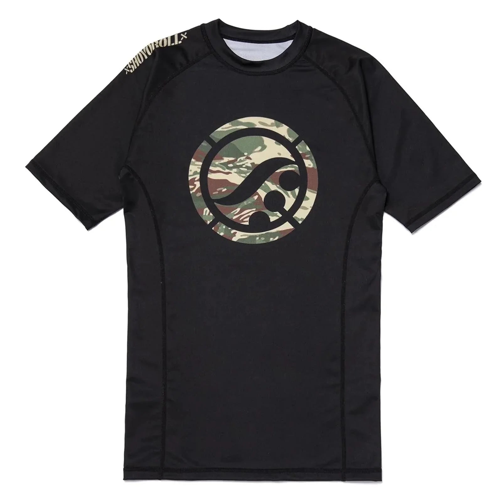 BJJ No-Gi Shoyoroll BF20 Black Camo Short Sleeve Training Rash Guard