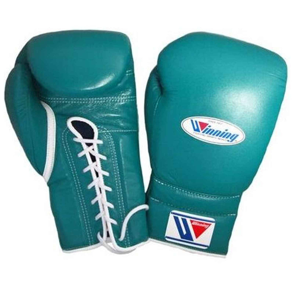 Winning Leather Boxing Gloves Green Lace-Up – Professional Grade Gear