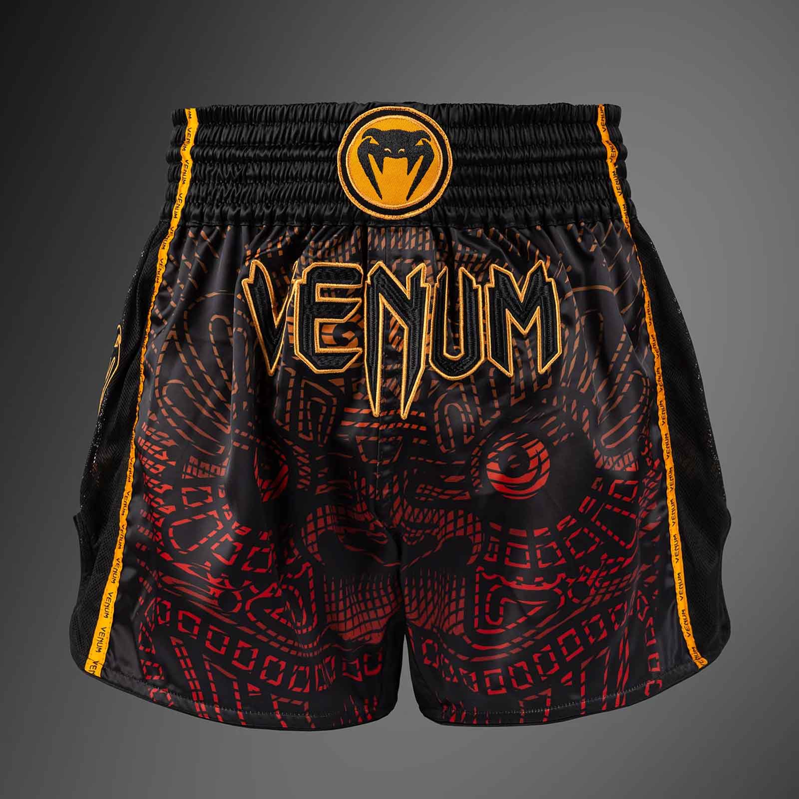 Muay Thai Shorts Black/Fury Red/Tangerine Premium Kickboxing Fight Shorts