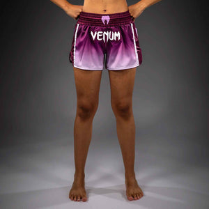 Muay Thai Shorts Plum/White Premium Kickboxing Training Fight Shorts