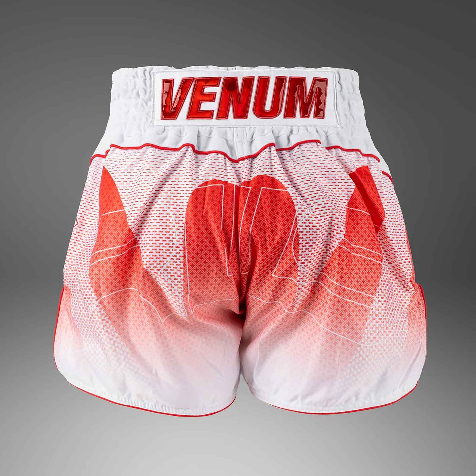 Muay Thai Shorts White / Red Premium Kickboxing Training Fight Shorts