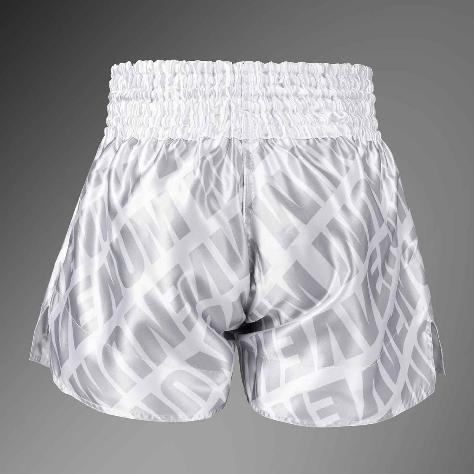 Muay Thai Shorts White/Silver Premium Kickboxing Training Fight Shorts