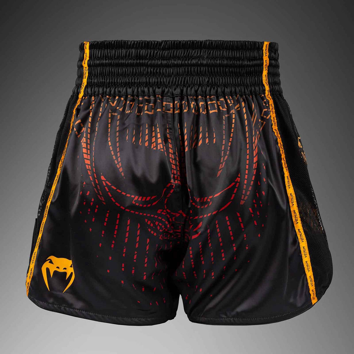 Muay Thai Shorts Black/Fury Red/Tangerine Premium Kickboxing Fight Shorts