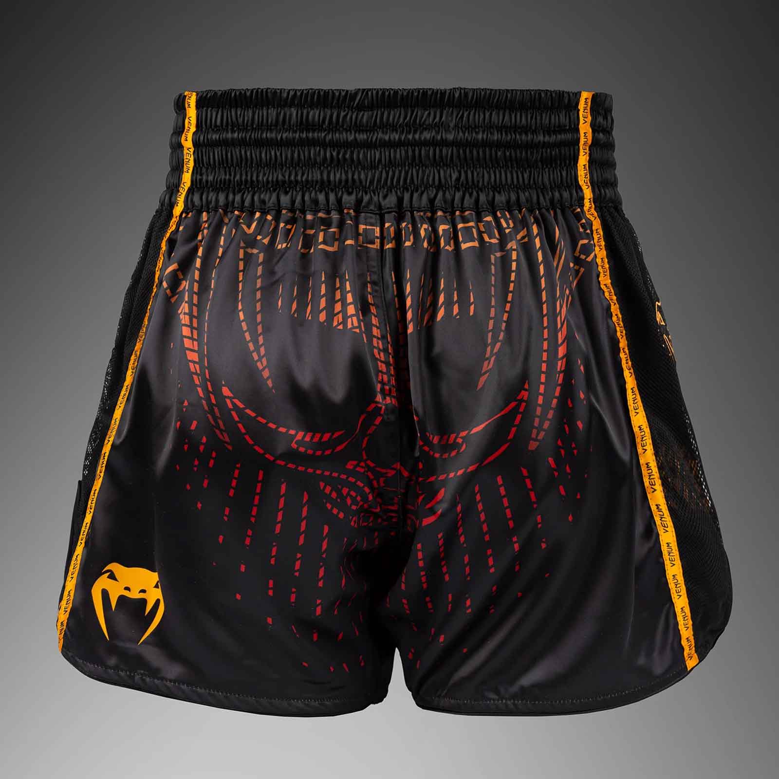 Muay Thai Shorts Black/Fury Red/Tangerine Premium Kickboxing Fight Shorts