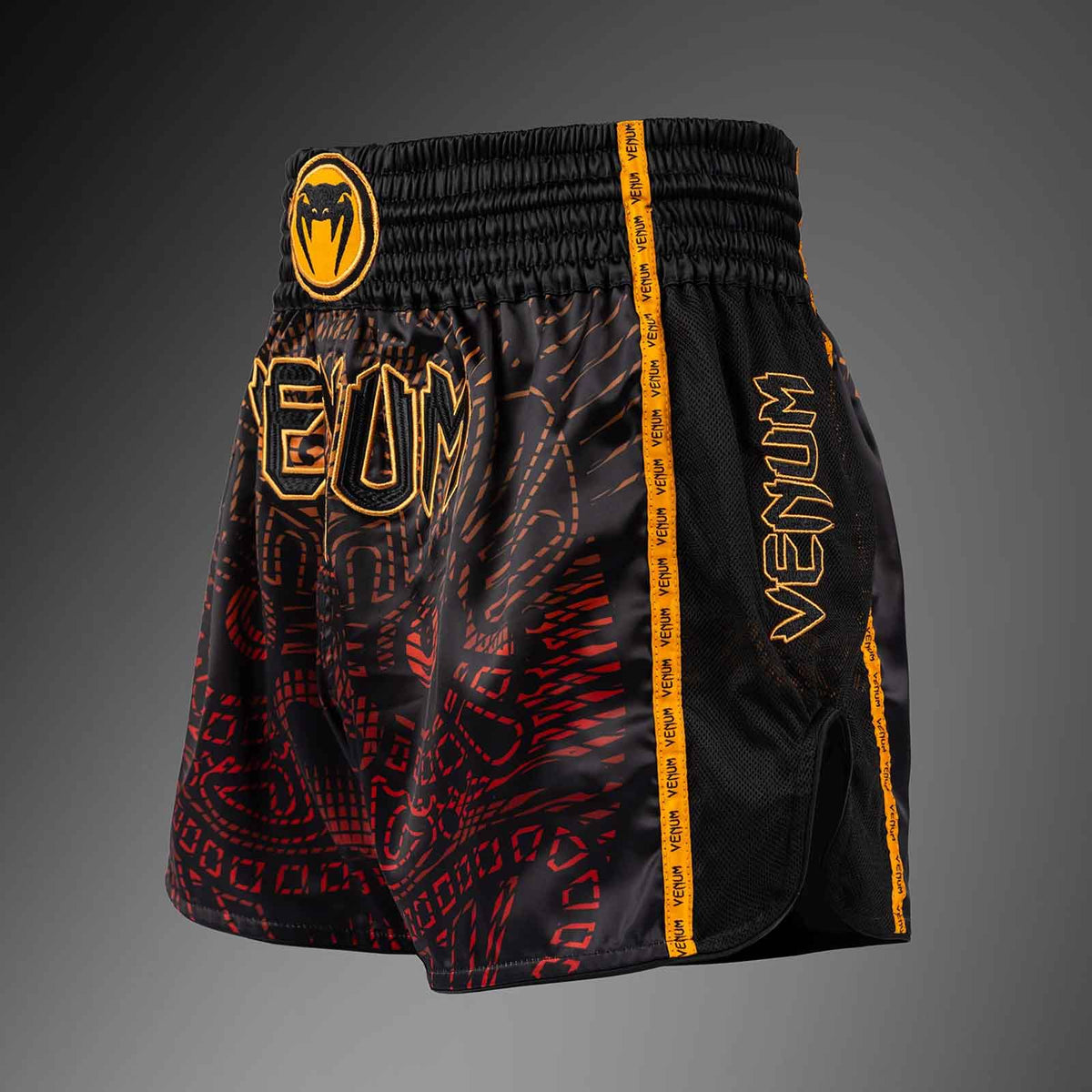 Muay Thai Shorts Black/Fury Red/Tangerine Premium Kickboxing Fight Shorts