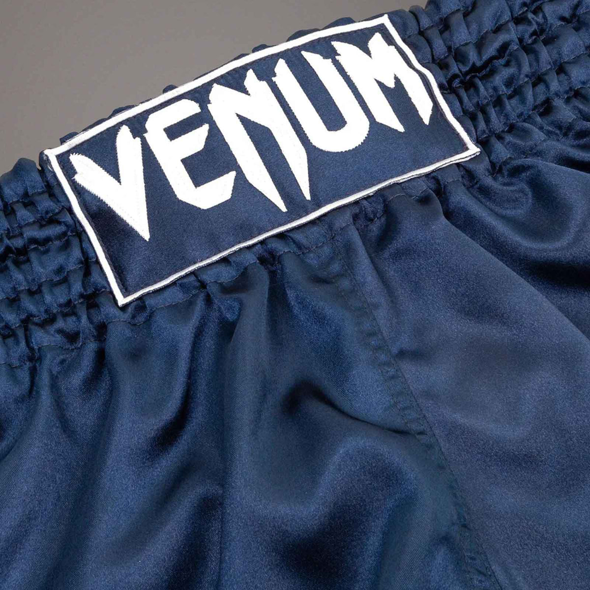 Muay Thai Shorts Navy Blue/White Premium Kickboxing Training Fight Shorts