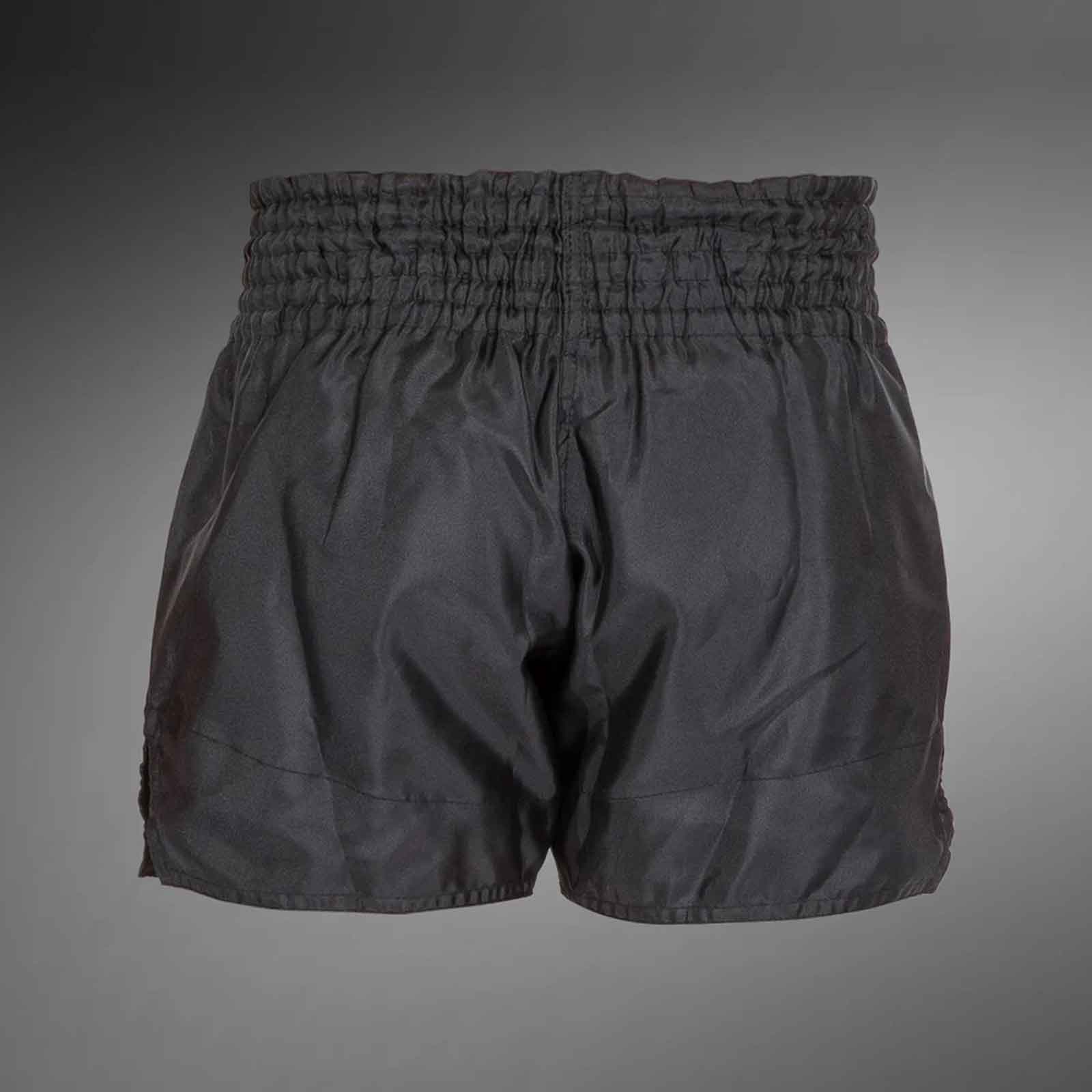 Muay Thai Shorts Black / Black Premium Kickboxing Training Fight Shorts