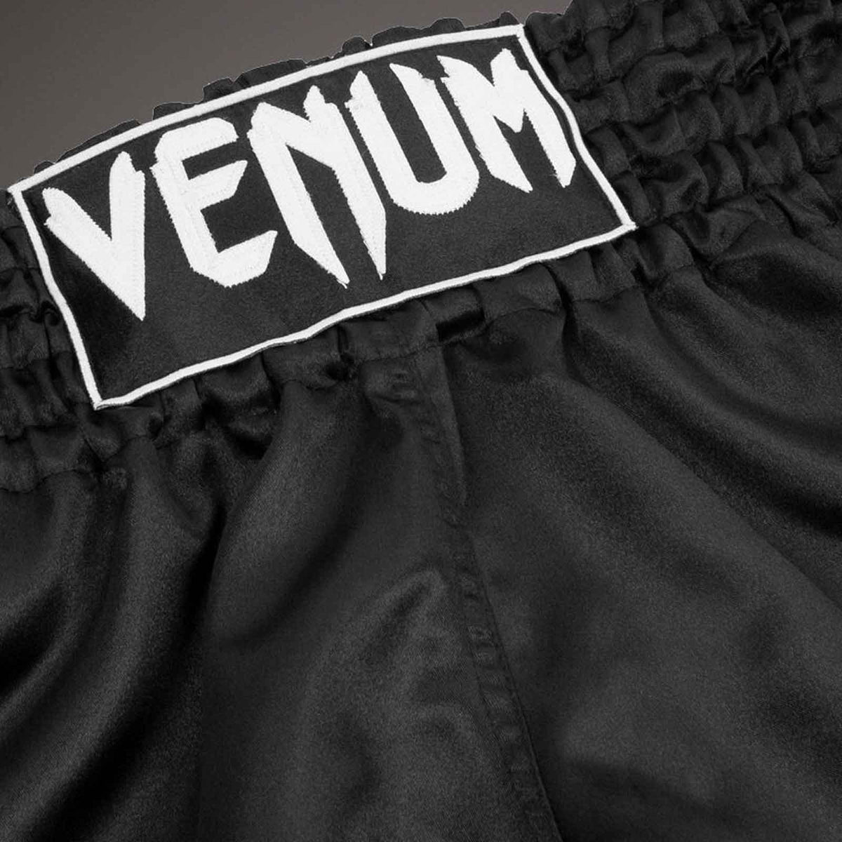 Muay Thai Shorts Black / White / White Premium Kickboxing Training Fight Shorts