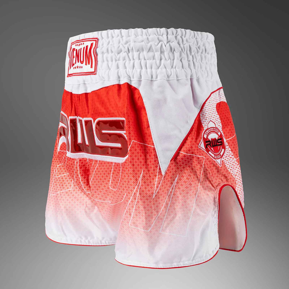 Muay Thai Shorts White / Red Premium Kickboxing Training Fight Shorts