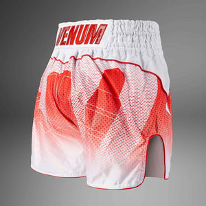 Muay Thai Shorts White / Red Premium Kickboxing Training Fight Shorts