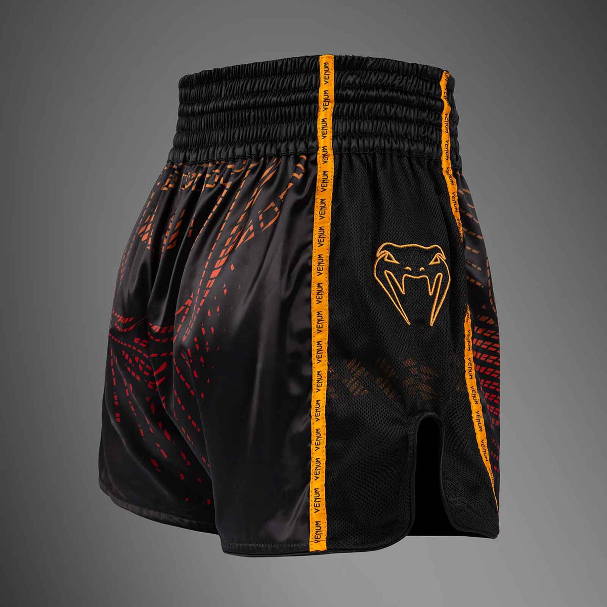 Muay Thai Shorts Black/Fury Red/Tangerine Premium Kickboxing Fight Shorts