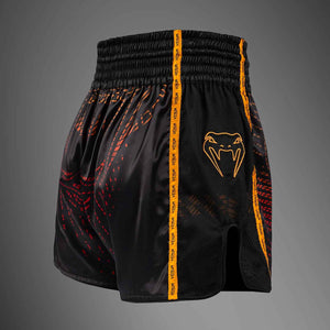 Muay Thai Shorts Black/Fury Red/Tangerine Premium Kickboxing Fight Shorts