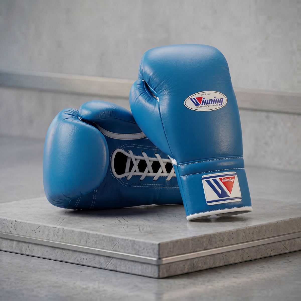 Sky Blue Winning Lace-Up Boxing Gloves – Durable Pro Fight Training Equipment
