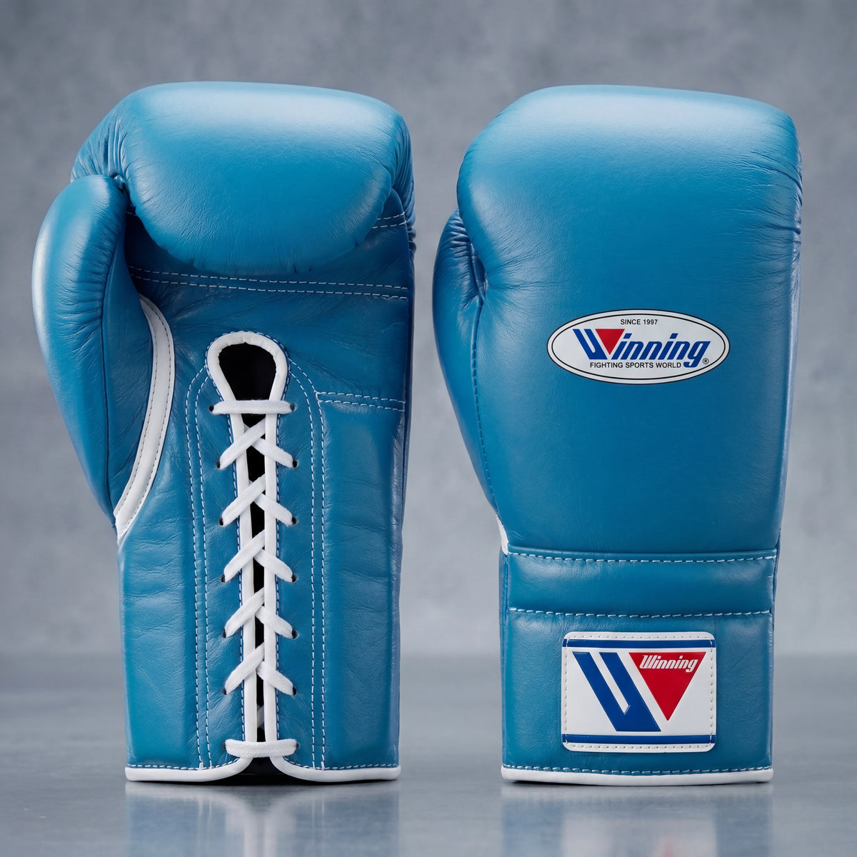 Sky Blue Winning Lace-Up Boxing Gloves – Durable Pro Fight Training Equipment