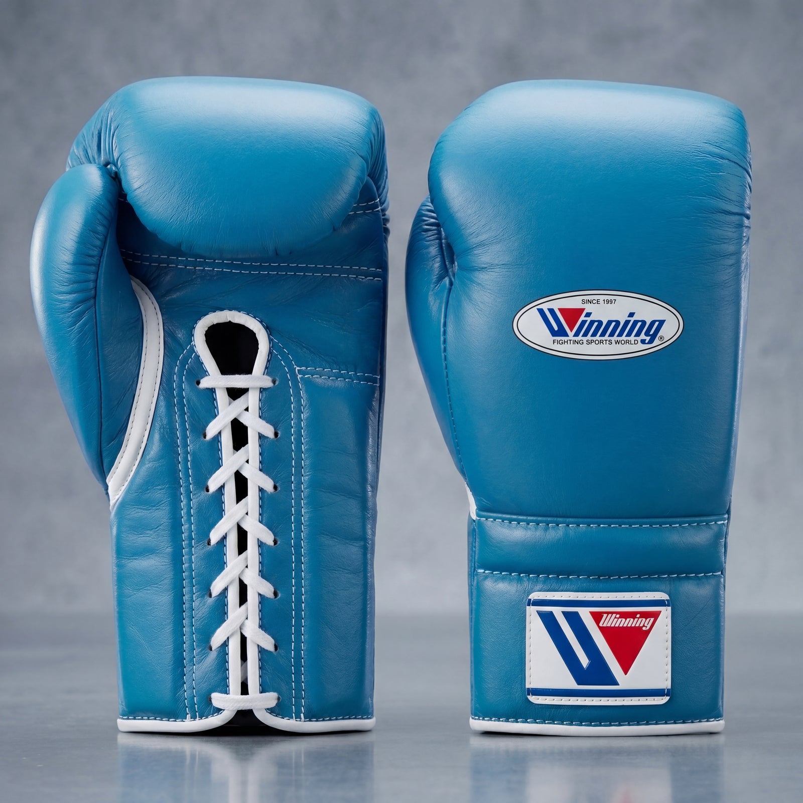 Sky Blue Winning Lace-Up Boxing Gloves – Durable Pro Fight Training Equipment