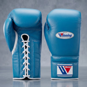 Sky Blue Winning Lace-Up Boxing Gloves – Durable Pro Fight Training Equipment