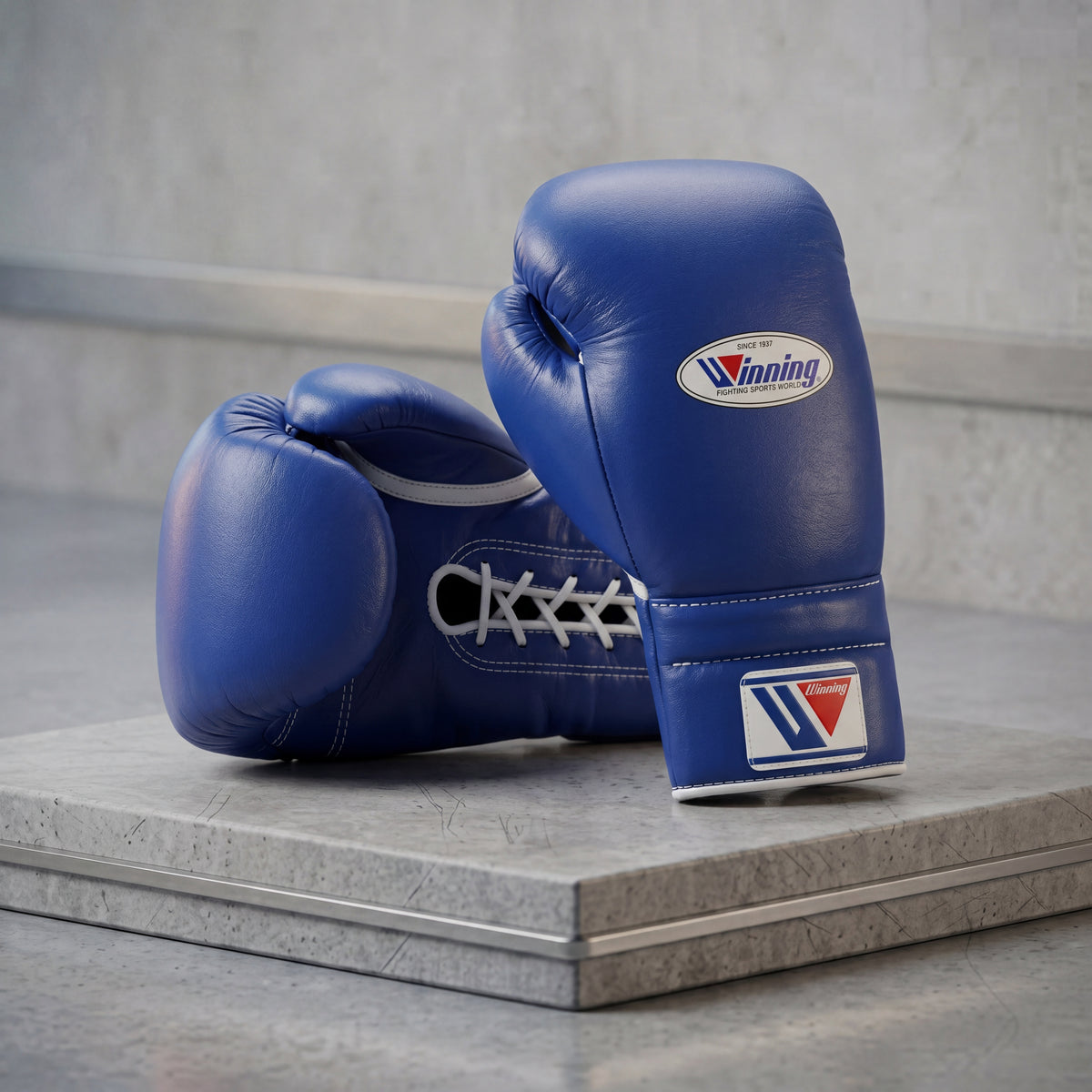 Winning Blue Lace-Up Boxing Gloves Professional Training & Sparring Gloves