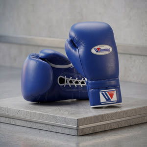 Winning Blue Lace-Up Boxing Gloves Professional Training & Sparring Gloves