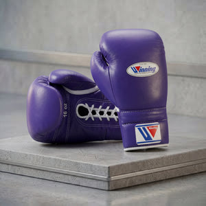 Winning Leather Boxing Gloves Purple Lace-Up – Professional Combat Sports Gear
