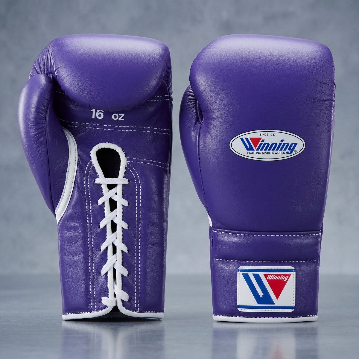 Winning Leather Boxing Gloves Purple Lace-Up – Professional Combat Sports Gear