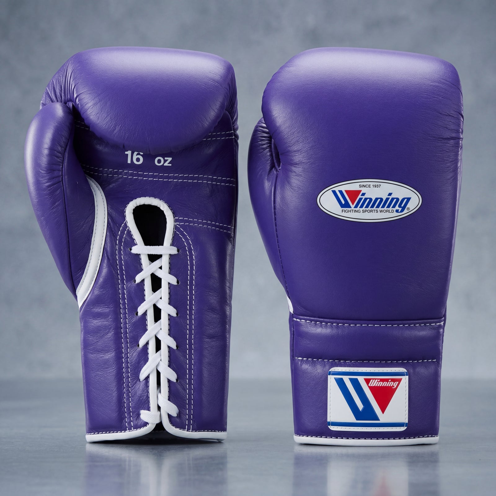 Winning Leather Boxing Gloves Purple Lace-Up – Professional Combat Sports Gear