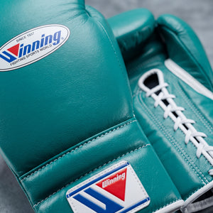 Winning Green Lace-Up Boxing Gloves Professional Training & Sparring Gloves